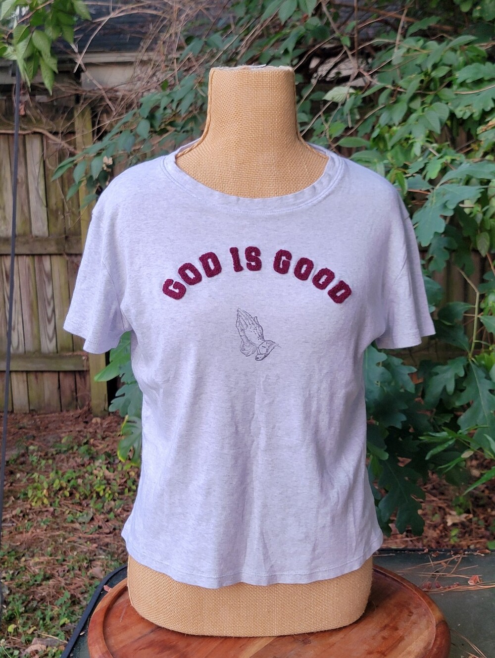Lucky Brand Kids 'God Is Good' Short Sleeve Tee - Light Gray and Burgundy XL